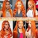 Jaliyah Ginger Orange Lace Front Wigs Human Hair 13x4 HD Straight Lace Front Wigs Human Hair 180% Density Colored Human Hair Wigs for Women Pre Plucked with Baby Hair 28 inch