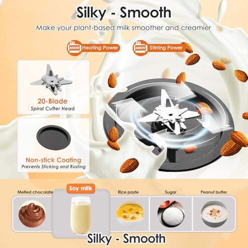 58oz Nut Milk Maker Machine, 10 in 1 Automatic Nut Milk Maker with 20 Blades, LED Display, Soy Milk Maker with 24H Delay Start&12H Keep Warm, Almond Milk Maker for Homemade Oat, Milk Shake, Cream image 6