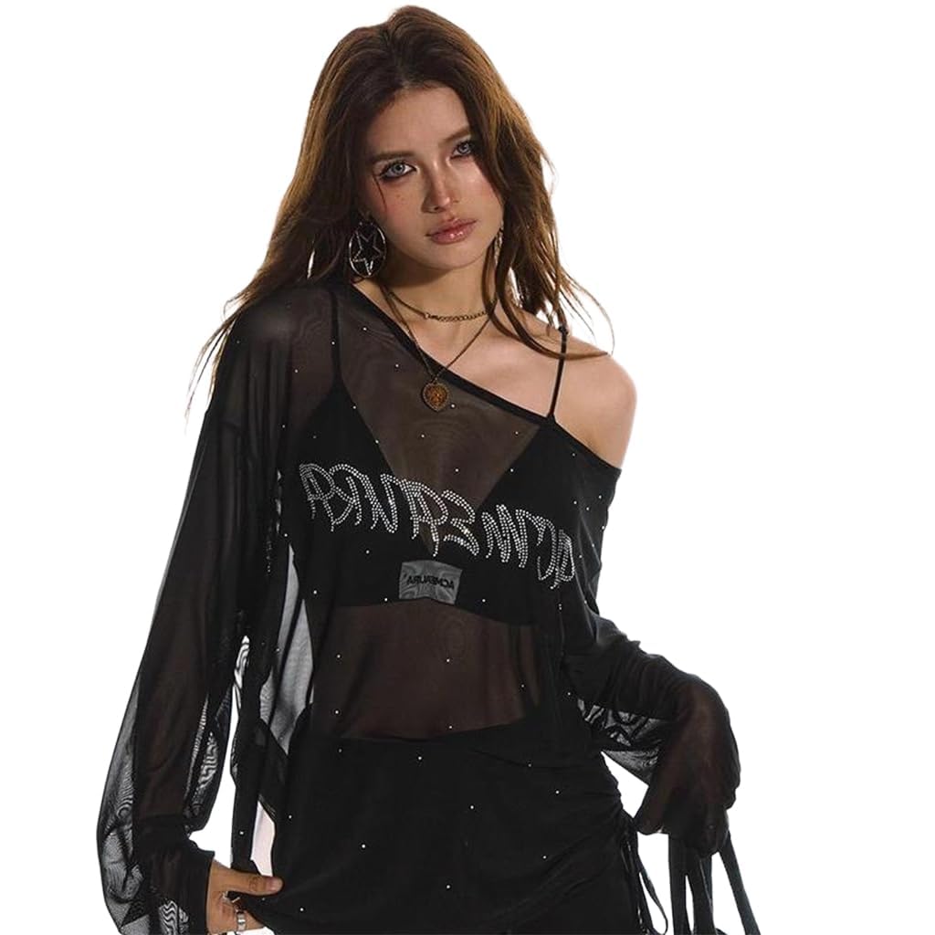 sannidhi Women's See Through Knit Poncho Tops Y2K Shawl Sparkly Long Sleeve Asymmetrical Shrug BoleroSweater Cover Up for Beach Clothing-picture-15