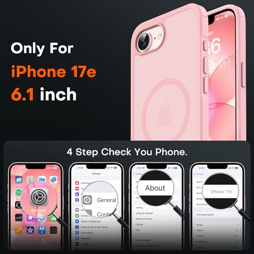 Image of TOCOL for iPhone 17e Case, Compatible with Magsafe, Military Drop Protection, Slim Translucent Matte Shockproof for iPhone 17 e Case 6.1 inch (Light Pink)