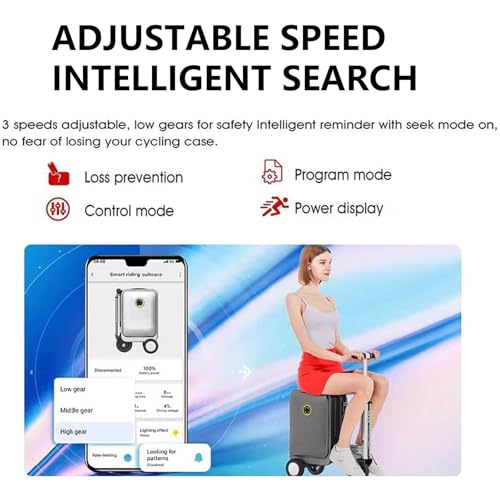 Smart Rideable Suitcase Scooter Suitcase for Adults Electric, Ride on Scooter Luggage for Adults, Lightweight Electric Luggage Scooter for Travel with Battery, TSA Lock, USB Port Pink3