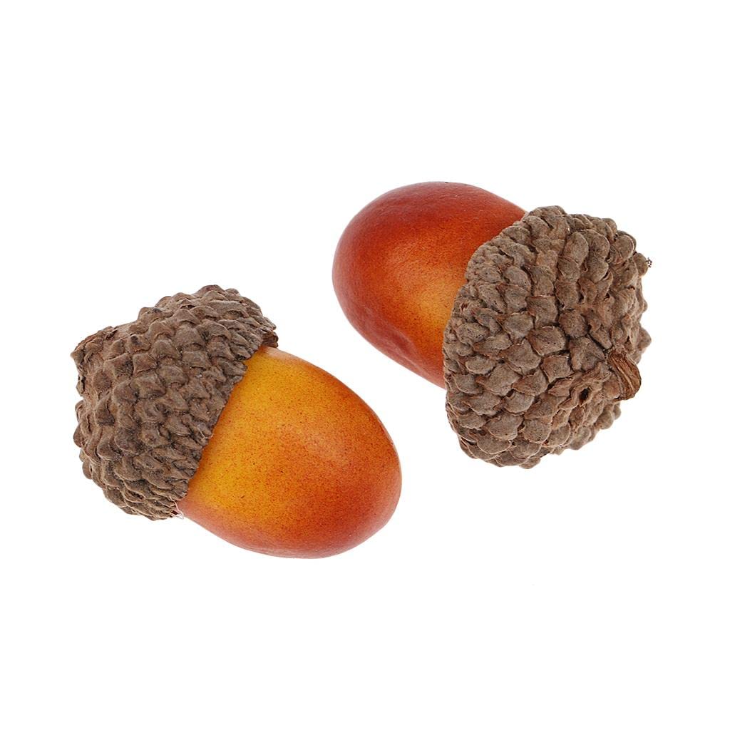 CALANDIS 20 Pieces Mini Acorns Artificial Lifelike Simulation Small Acorn Accents Decoration Fake Fruit Home House Kitchen Decor - 17x25mm