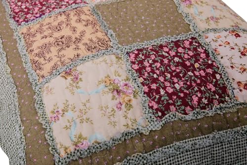 Vctops Set Of 2 Quilted 100% Cotton Boho Throw Pillow Covers 18 Inch X 18 Inch Farmhouse Country Floral Patchwork Decorative Cushion Cover thumb #1