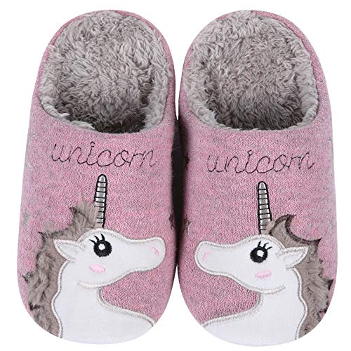 Shevalues Cute Unicorn House Slippers For Women Animal Indoor Slippers Girl Boy Fuzzy Home Slippers thumb #1