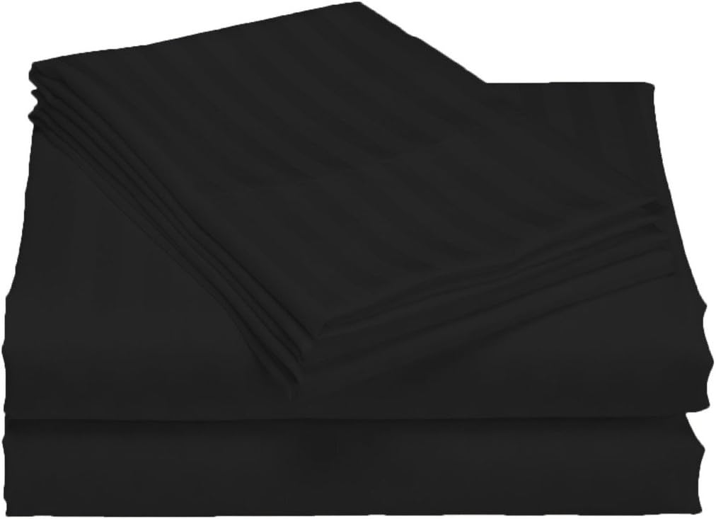 Scala Bedding 400 Thread Count Egyptian Cotton Luxurious Striped Duvet Cover King Black