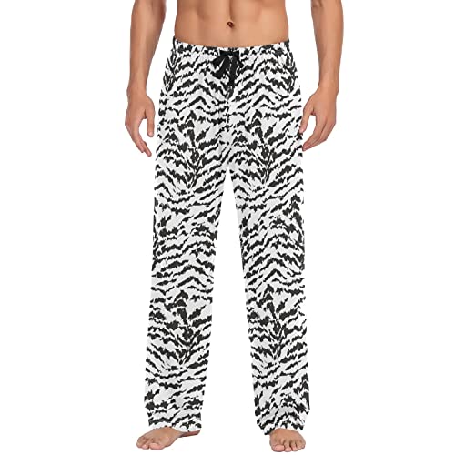 Pantalon de pyjama pour homme à rayures tigrées en coton confortable avec poches