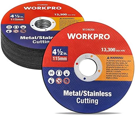 WORKPRO 4-1/2 x 7/8 Inch Cut-Off Wheels, 20 Pack Thin Metal Cutting Discs