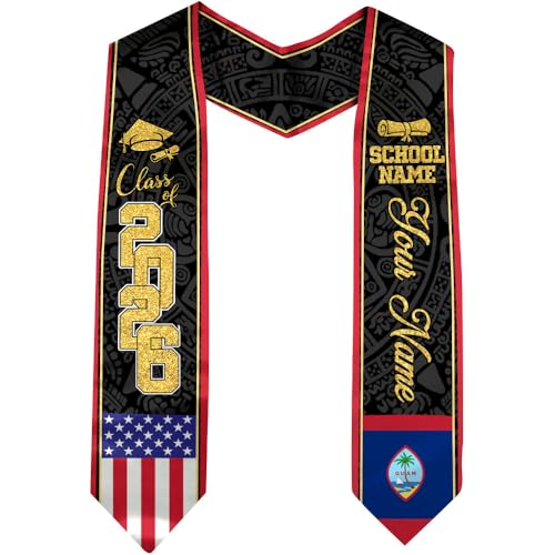 POPPOP Personalized Guam Graduation Sash, Guam Graduation Stole, Class of 2026, Grad Sash USA 2026, Graduation Gift /1
