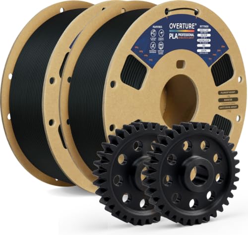 Image of OVERTURE PLA Plus (PLA+) Filament 1.75mm, Stronger & More Durable, Professional Toughness 3D Printer Filament 1kg (2.2lbs), High Precision + /- 0.02mm, Tangle-Free (Black,2-Pack)