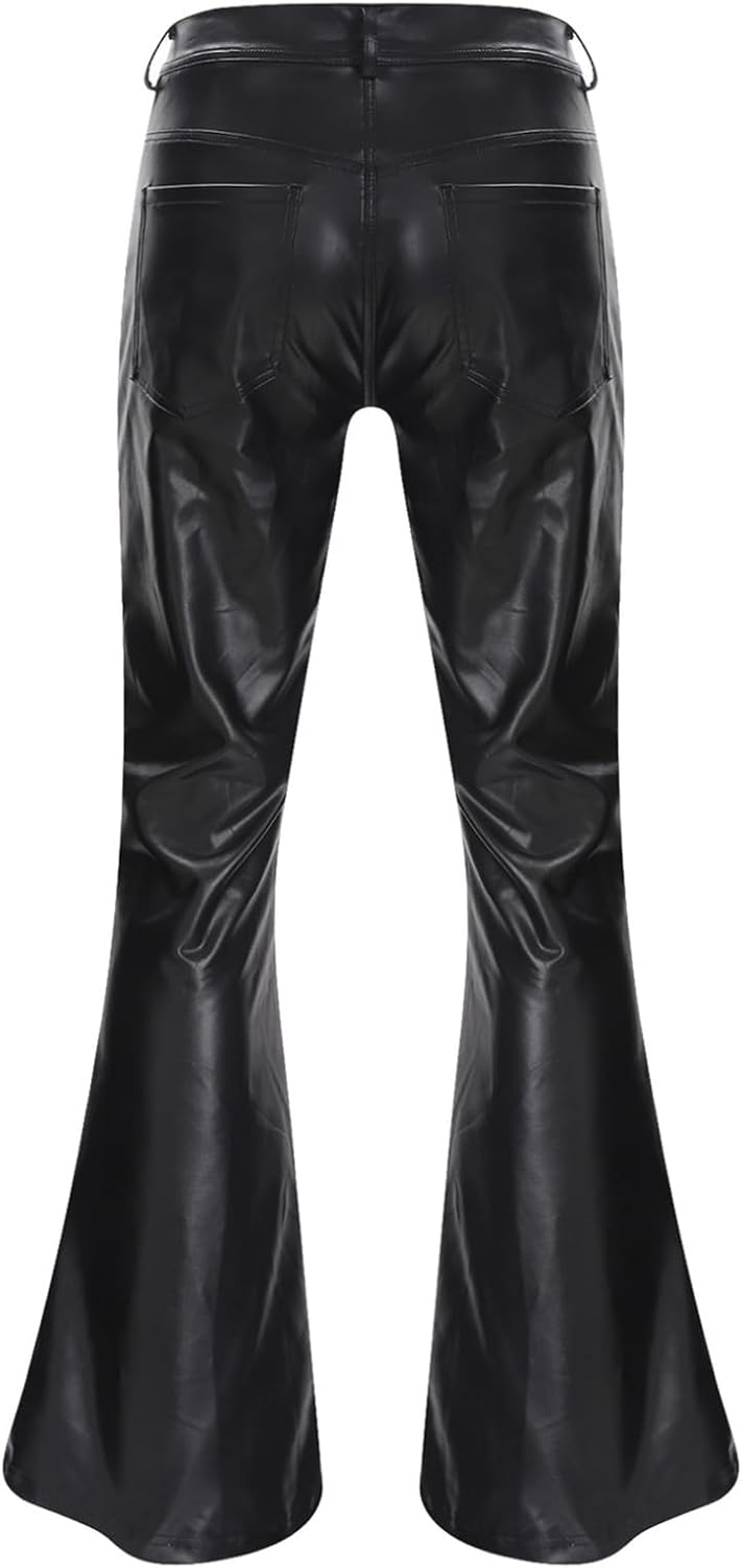 ranrann Vintage Pants for Men Cowboy Costume Slim Fit Retro Flared Trousers High Waisted Flare