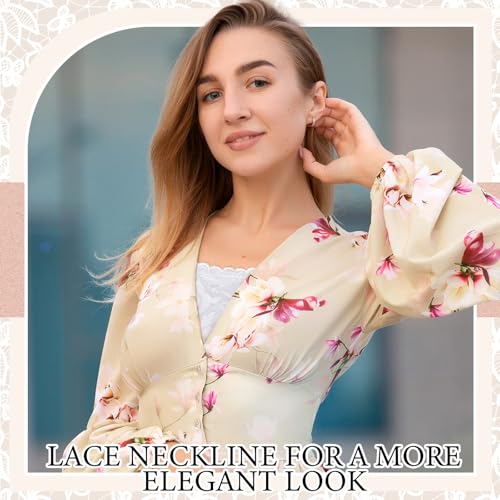 Image of Skicuff 3 Pcs Lace Cleavage Cover up for Low Neckline Fake Collars for Women Modesty Inserts for Low Cut Dresses Crew Collar