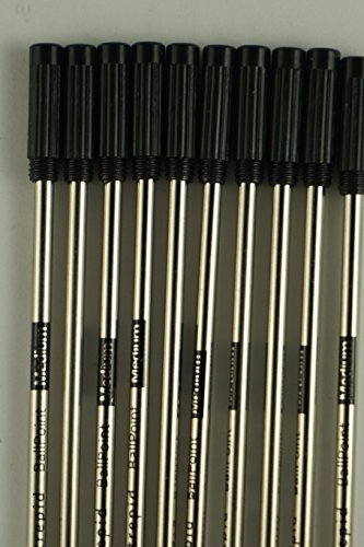Image of 10 Genuine and Branded Intrepid Medium Ballpoint Refills for Cross Ballpoint Pens. Protective Seal on tip for Shelf Life Longevity (Bulk Pack) (Black)