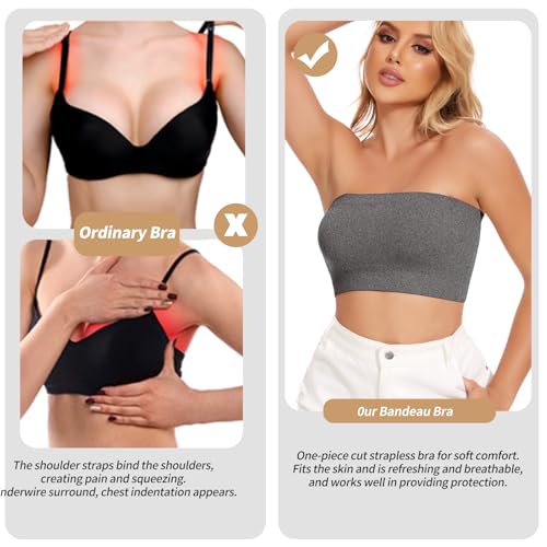 Image of JOYSHAPER Strapless Bras for Women Seamless Padded Bandeau Bra Wireless Tube Top Bralette Comfort Tube Bra
