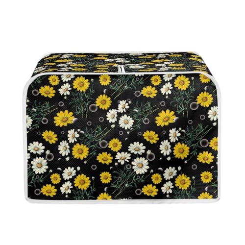 Image of Talayituse Daisy Bubble Print Toaster Cover 4 Slice Wide Slot, Lightweight Bread Maker Cover Dust Protection Washable Appliance Bag, M