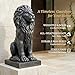 Greens Word Sculptures Garden Statues, Outdoor Lion Statue 27in Tall, Magnesium Oxide Stone Composite Animal Sculpture Statue Decor for Home Decor Yard Patio Garden, Dark Gray with Gold Accents