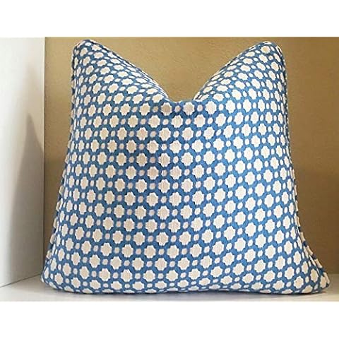 MangGou Blue Geometry Throw Pillow Covers Chinoiserie Style Home Decorative Cushion Cover Asian Pillowcase for Living Room Bedroom Decor Cover