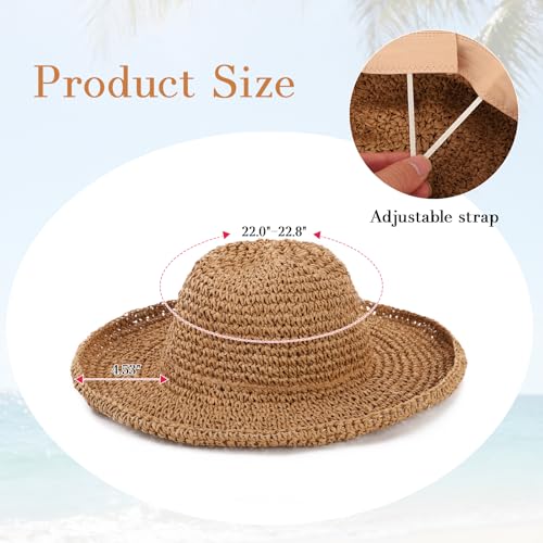 Sombreros playeros de paja para mujer con ala ancha miniatura 2