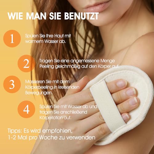 Body Scrub, Turmeric Vitamin C Exfoliation, Removes Dead Skin Cells, Reduces Dark Spots, Deep Cleansing Exfoliation for Body, Face, Hands and Feet, 320 g