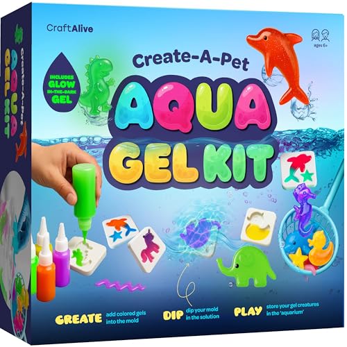 ANCORY Magic Water Aqua Gel Kit for Kids - DIY Glow in the Dark Educational Craft Gift - Create Your Own Fairy Squishy Pets 10 Colours 6 Moulds - Sensory Toy Gift (Ages 6+)