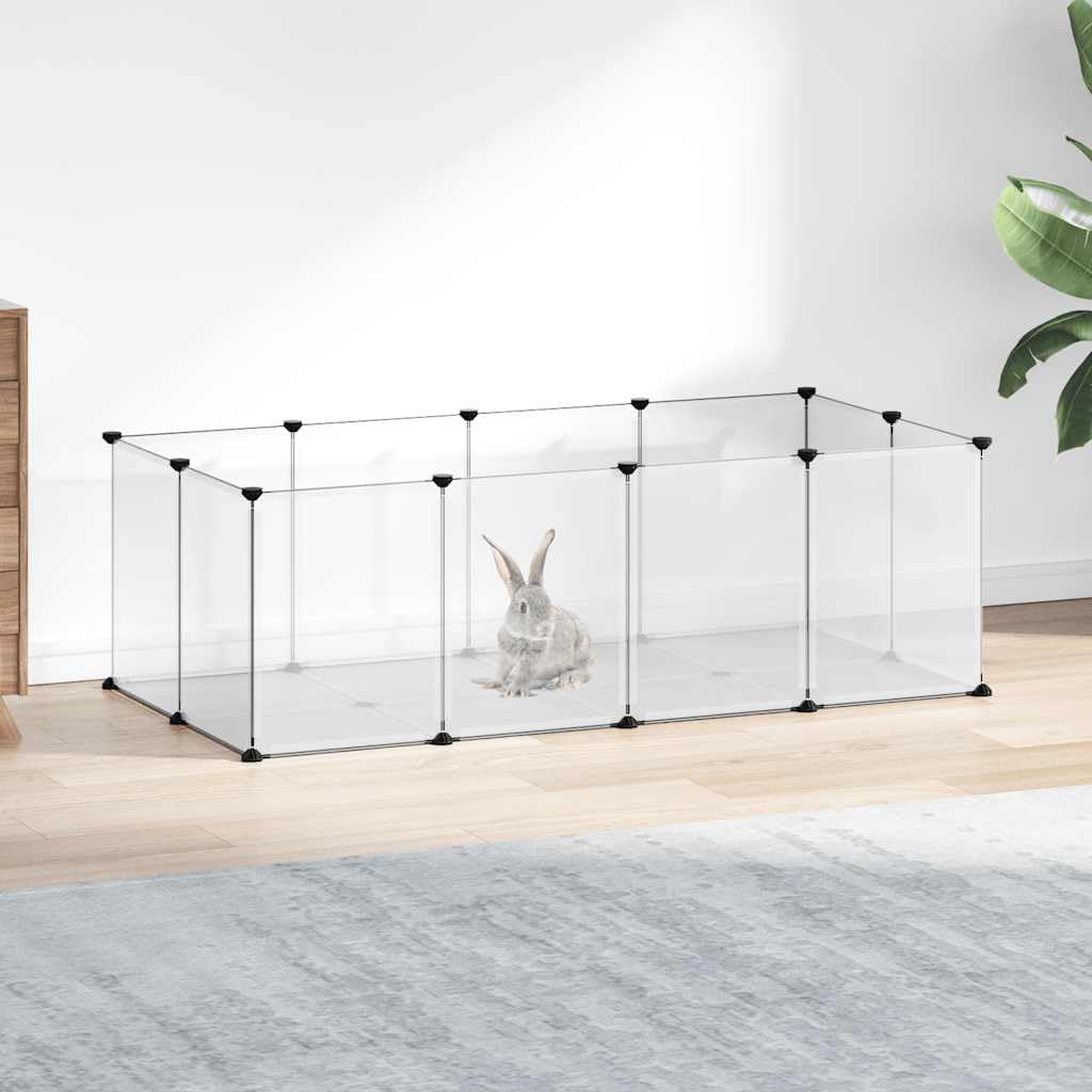 Jaula transparente de polipropileno y acero para animales pequeños, 144 x 74 x 46,5 cm, plegable y ampliable, para conejos, cobayas, hámsters, interiores, exteriores, viviendas y jardín
