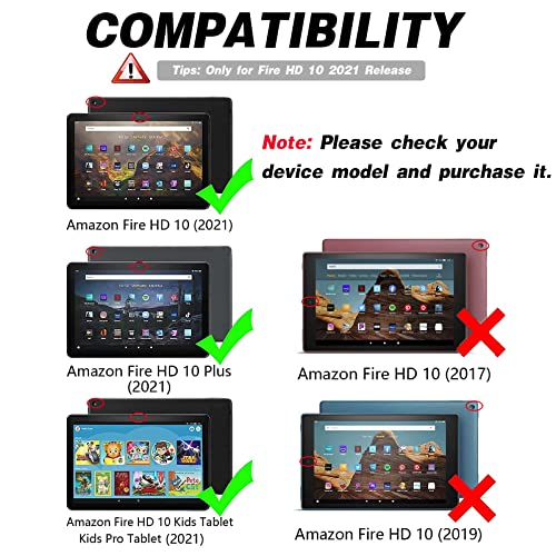 Case For All-New Amazon Kindle Fire Hd 10 Tablet & Fire Hd 10 Plus Case(11Th Generation, 2021 Release) 10.1" - Pu Leather Trifold Stand Cover Ultra Lightweight Slim Shell Stand Cover Auto Wake/Sleep #TOP1