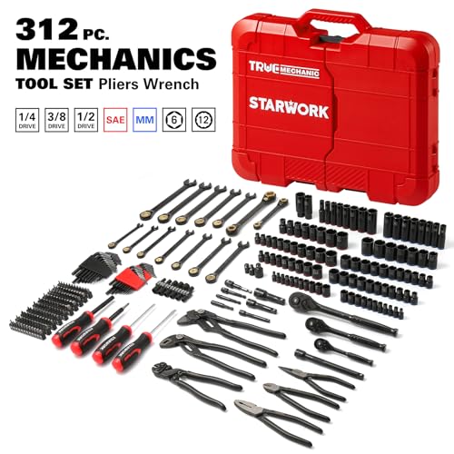 Image of STARWORK TRUE MECHANIC 312-Piece Mechanics Tool Set and Socket Set, Professional【Pliers Wrench】 SAE /Metric