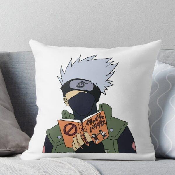 CRAFT MANIACS Anime Kakashi Reading A Book 16 * 16 Pillow with Cover | UBER Cool Merch for Anime Lovers
