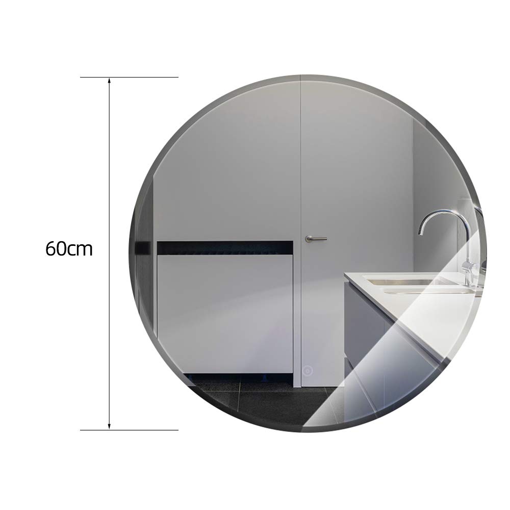 Lustro łazienkowe LED z przełącznikiem dotykowym, okrągłe, przeciwmgielne, zimne białe światło, ciepła biel, opcja 60 x 60 x 4,5 cm, odporne na wybuchy, idealne do dekoracji domu