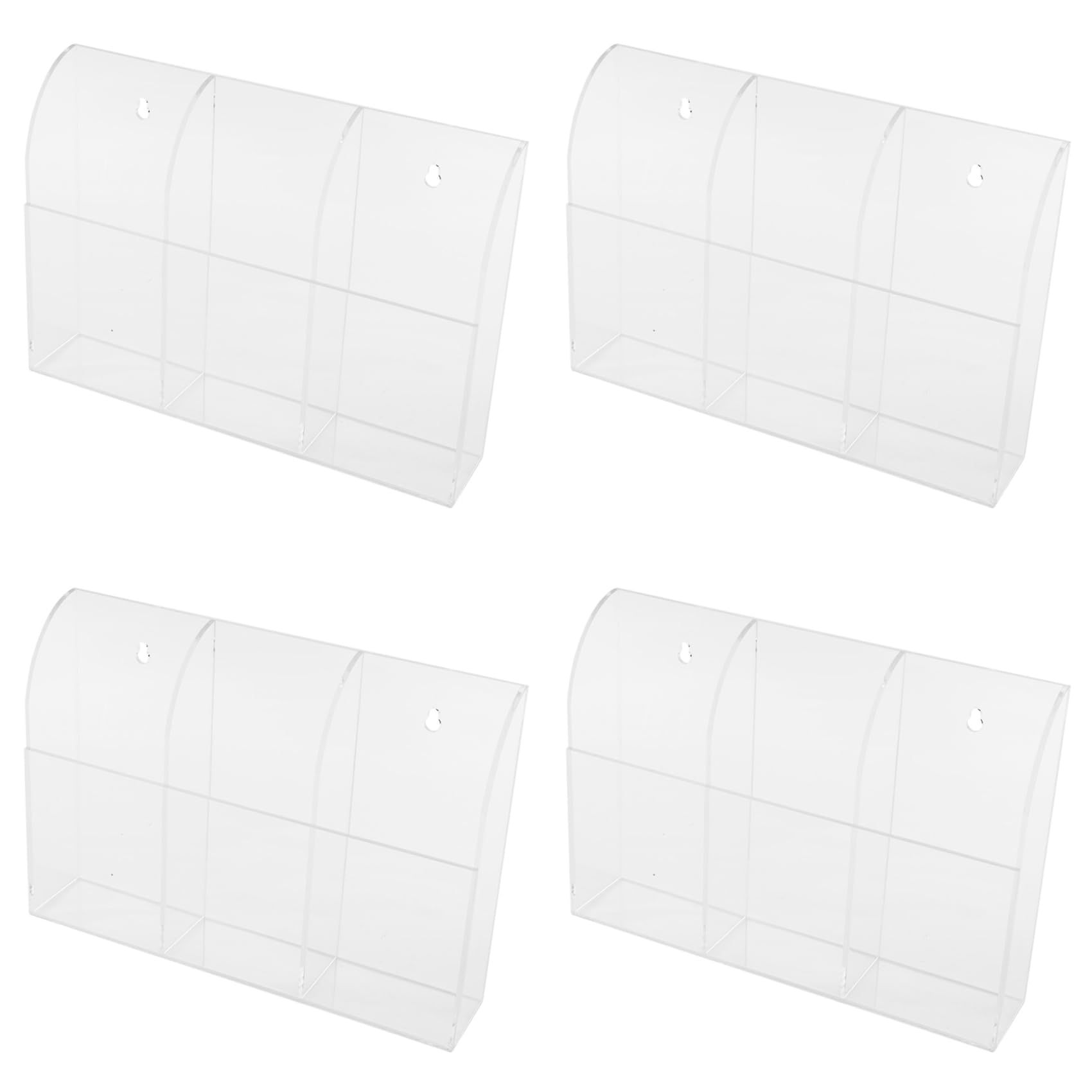 Hndhbfgrt 4X Clear Acrylic Remote Control Holder Wall Mount Media Organizer Storage Box (Three Compartments)