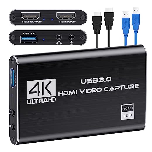 DIGITNOW Audio Video Capture Card,4K HDMI USB 3.0 Capture Adapter Video Converter 1080P 60fps Portable Capture Device for Video Game Recording Live Streaming Broadcasting,Support PS4 Xbox One Camera
