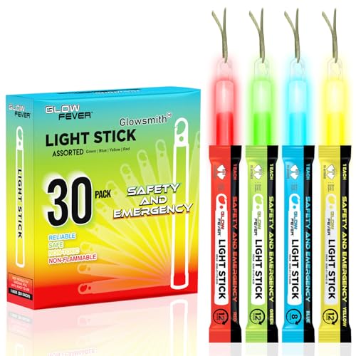 Glow Fever Barras de luz de seguridad de emergencia de grado militar de 15.2 cm, varillas luminosas ultra brillantes con 12 horas de duración. Para senderismo, fiestas, camping, apagones, kit de