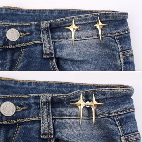 Image of 4 Set Adjustable Waist Buckle for Loose Jeans Pants Pearl Detachable Instant Button Pins Tightener Fit Skirt Robe Tightening Extender Skirts Jean Teddy Clips