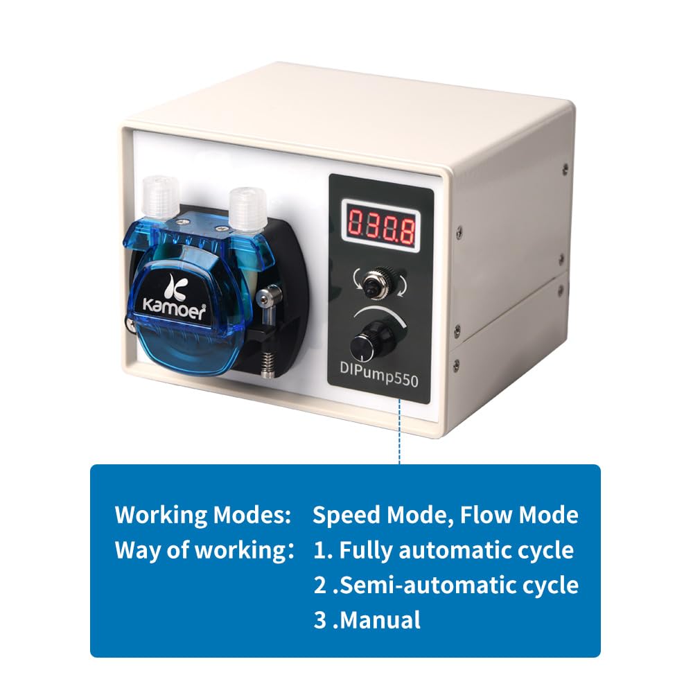 Kamoer DIP Pompe péristaltique pas à pas 24V petite pompe de laboratoire | intelligente à vitesse variable à haut débit 1-452 ml/min tube BPT 4,8 mm ID x 8 mm OD