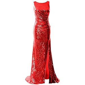 MACloth Vrouwen Cowl Back Sequin Lange Bruidsmeisje Jurk met Split Prom Formele Jurk