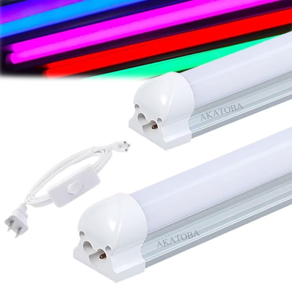 6本セット】赤 T8 LED蛍光灯10w形 30cm （AC電源コード付き 工事