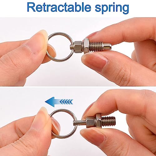 INCREWAY 6Pcs Spring Plunger with Pull Ring, M8 Quick Release Pin w/Drop Cam & Spring - Image 3