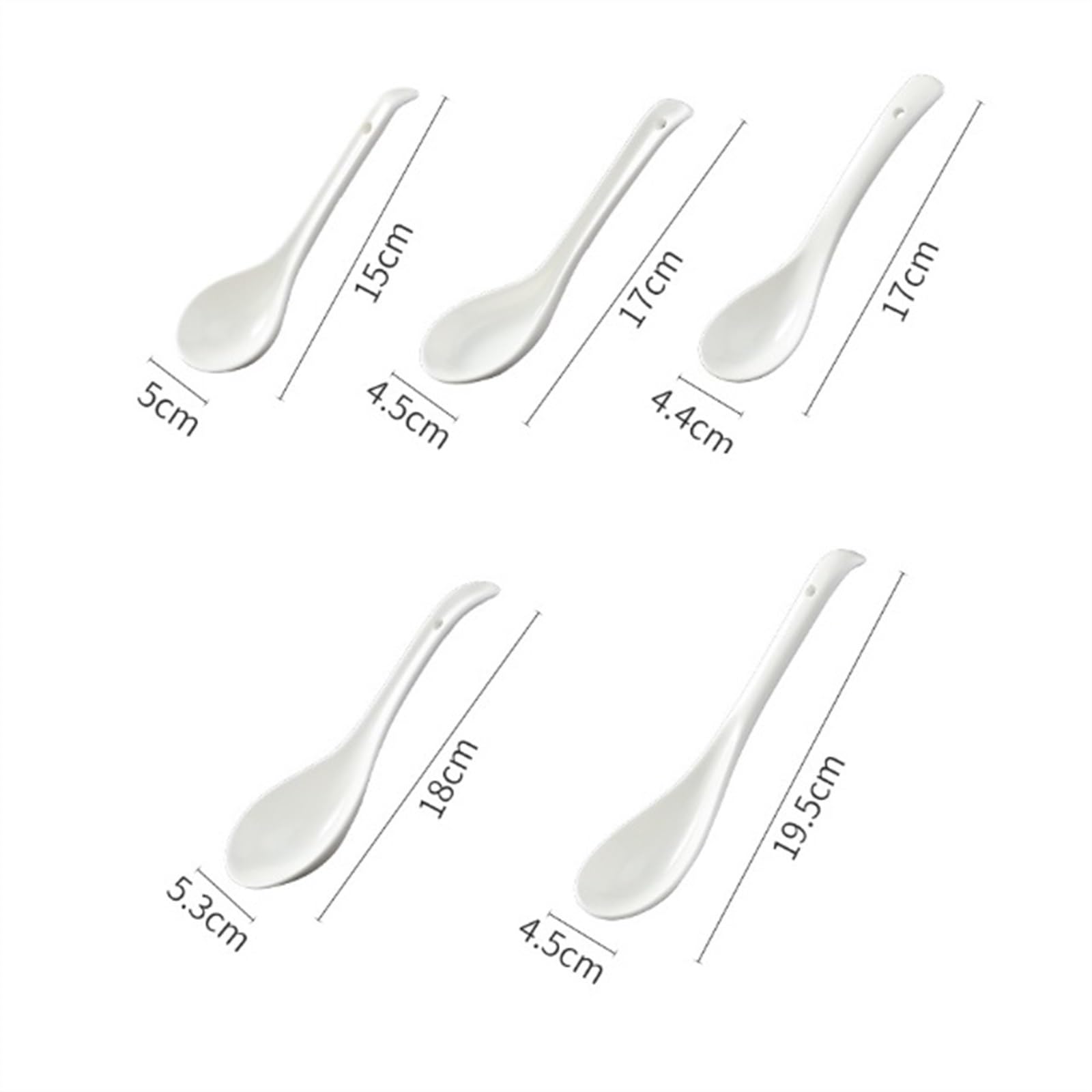 INHEMING 6pcs Cucchiai di Porcellana Cinese, Cucchiaio da Minestra Cinese Asiatico, Cucchiaio da Zuppa in Ceramica Blu e Bianca