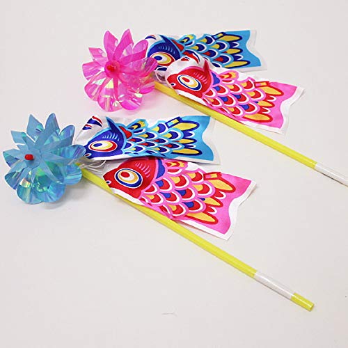 Amazon | こどもの日景品 風車鯉のぼりセット 10本（全長30cm 鯉15cm