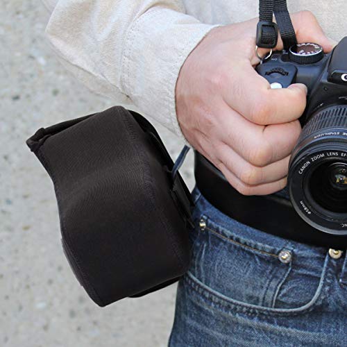 USA Gear DSLR Funda Cámara Reflex y Estuche De Cámara con Lente De Zoom con Protección De Neopreno Y Almacenamiento De Accesorios - Compatible con Canon, Nikon, Sony, Olympus, Pentax Y Más - Negro