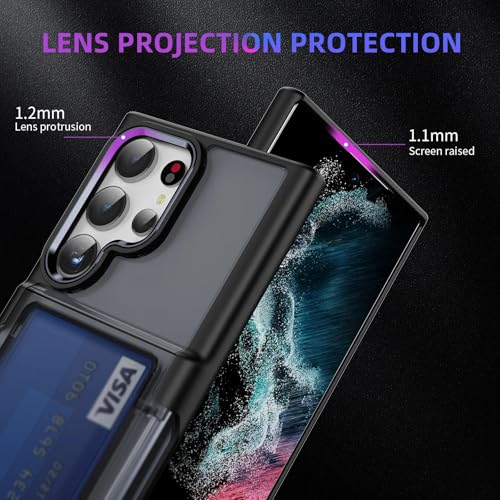 Image of KARWAN Shockproof Translucent Cardholder Back Case Cover Compatible with Samsung Galaxy S25 Ultra Hybrid with Strong Minimalist Design (Black)