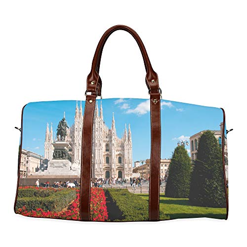 Baby Weekend Bag Unusual Beautiful Milan Cathedral Waterproof Microfiber Leather Carryon Bag Mens Sports Duffel Bag Overnight Travel Bag Travel Bag For Men Bath Travel Bag