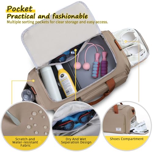 Image of FIORETTO Women's Gym Duffle Bag with Shoes Compartment, 30L Capacity, Ideal for Travel, Gym, Sports, Duffel, Weekender
