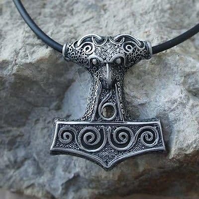 THORS SCHONEN Skane Raven Mjöllnir Thor's Hammer Pewter Pendant THOR/ODIN Necklace PLAIN PEWTER