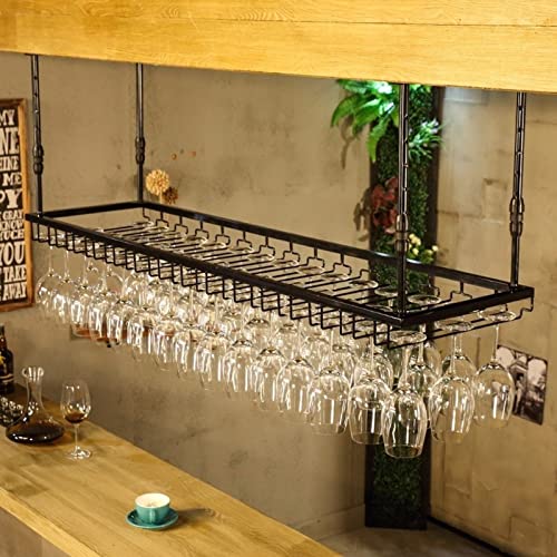 Étagère à vin industrielle au plafond noire de 120x35 cm pour verres - 2