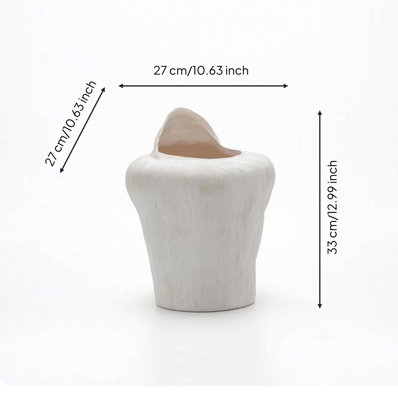 MagiDeal Jarrón de Cerámica Florero Escultural Vaso Decorativo Centro de Mesa Barro con Pátina Artesanal y Acabado Mate Que, Blanco Retro, B款, 27 27 H33cm