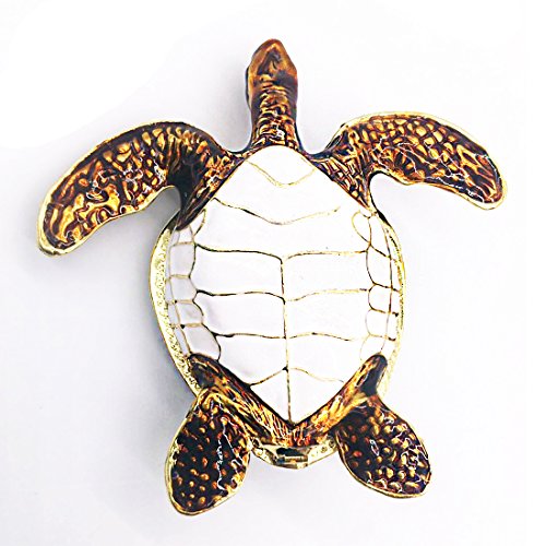 Waltz&F Turtle Figurine Collectible Hinged Trinket Box Bejeweled Hand-Painted Ring Holder #TOP2