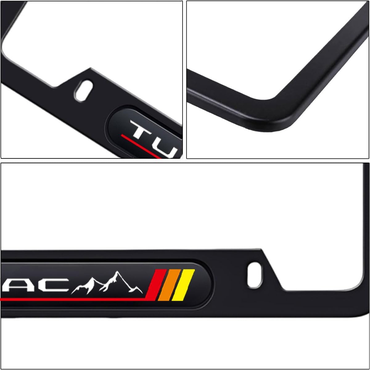 2 PCS License Plate Frame Compatible with Toyota Tacoma TRD License Plate Bracket Metal License Plate Holder with Car Keychain (TAC)