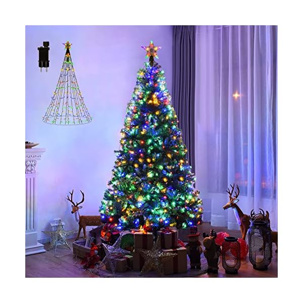 AKASUKI ,1.3M 626 LEDs Weihnachtsbaum-Überwurf-Lichterkette mit LED Sterne, Innen mit 8 Leuchtmodis, Wasserdicht…