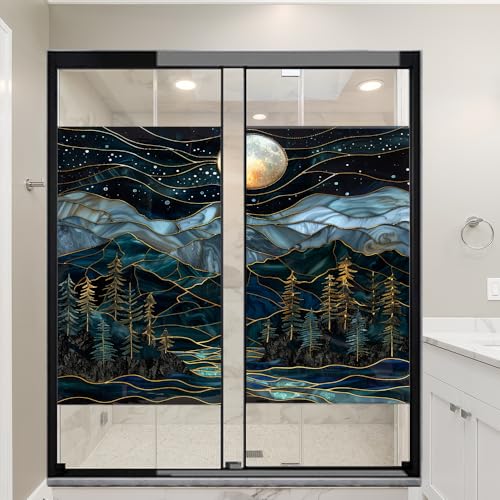 Vinilo decorativo para ventana con diseño Moon Mountain 23.6x35.4 in x 2 piezas miniatura 6