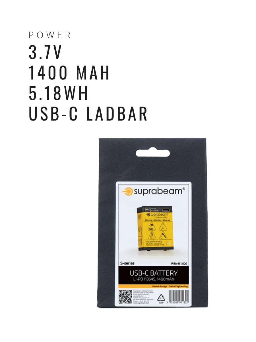 Suprabeam Batterie Li-Po 1400 mAh USB-C pour série S